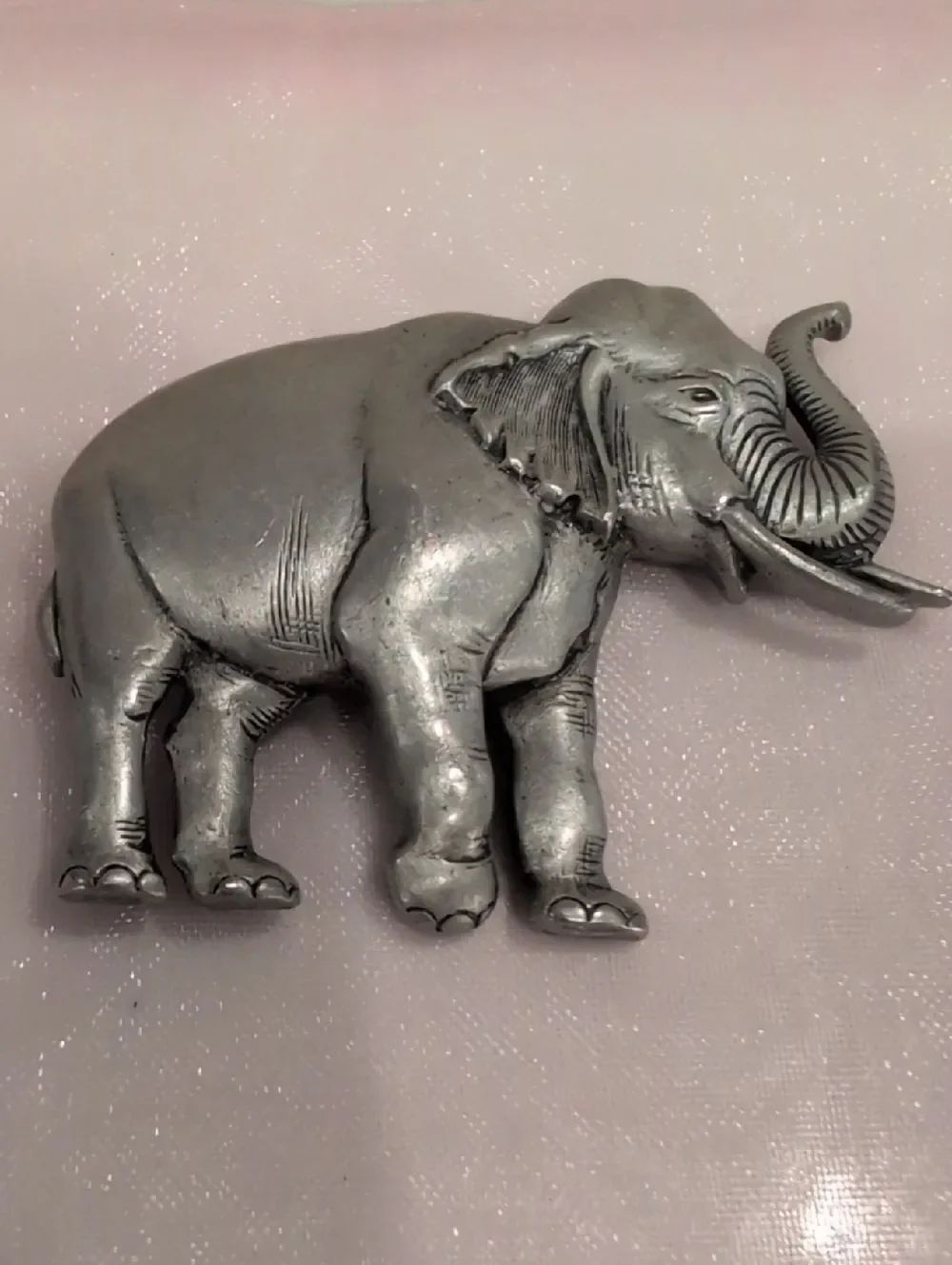 Vintage JJ Jonette Silver Tone Elephant Brooch Pin
